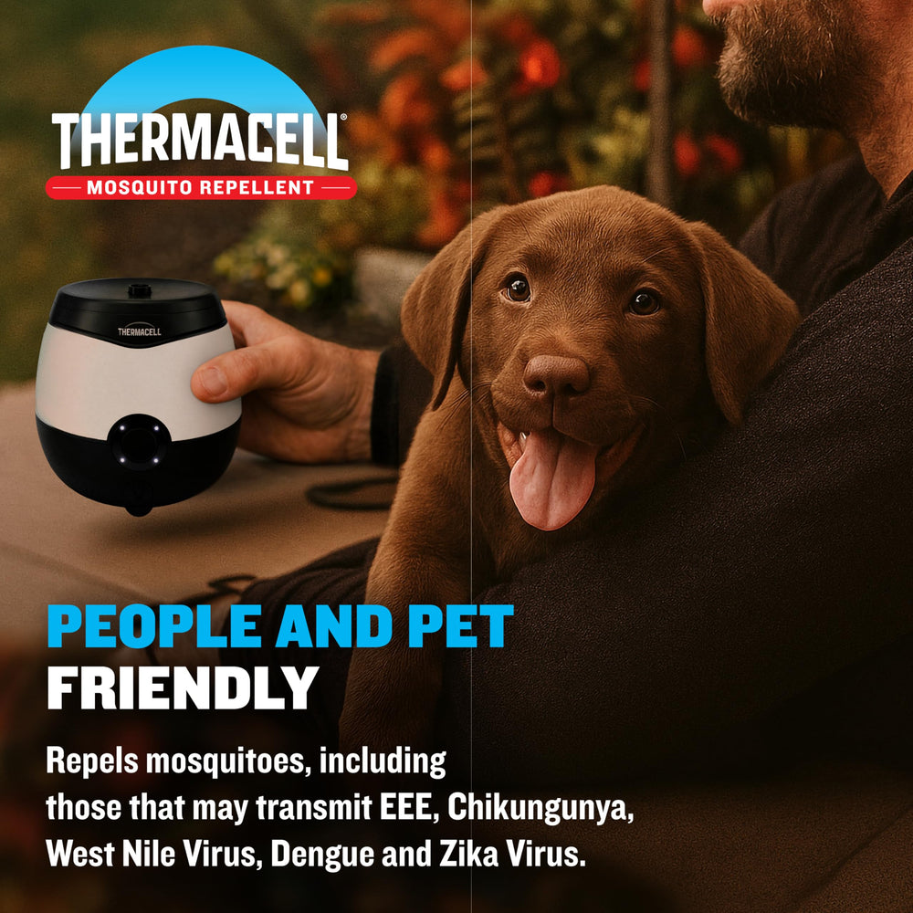 Thermacell Patio Shield rechargeable battery indicator signals long outdoor use.