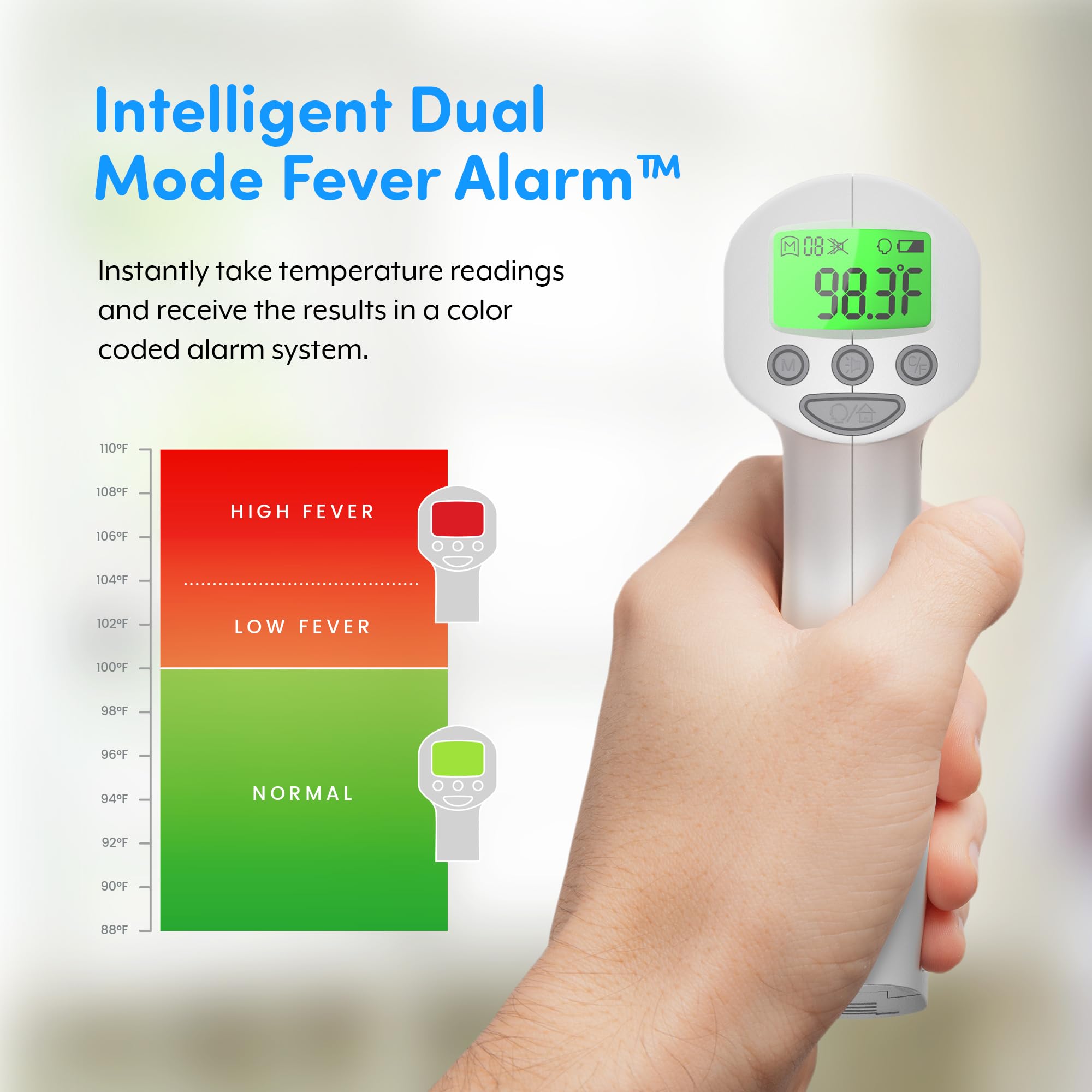 THERMOBIO infrared thermometer auto-off feature saves battery life