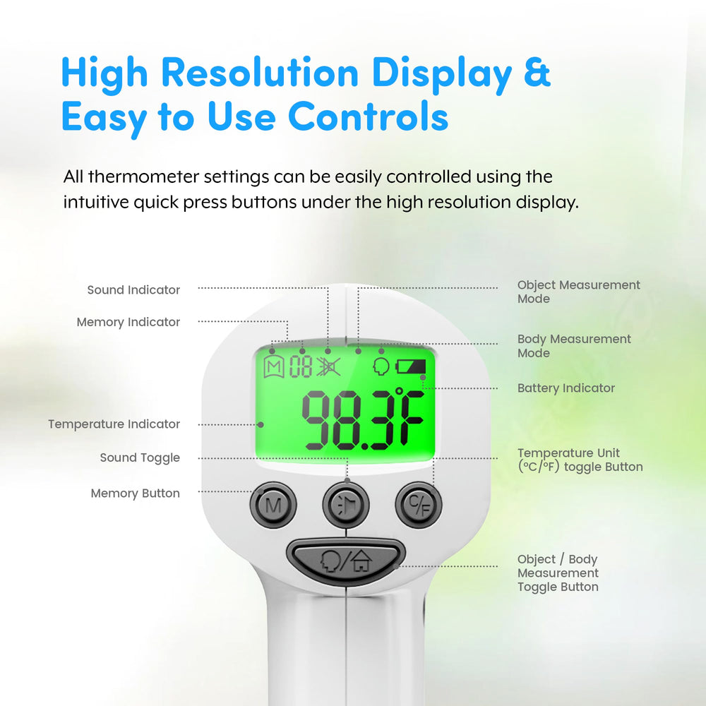 THERMOBIO infrared forehead thermometer digital display for clear readings