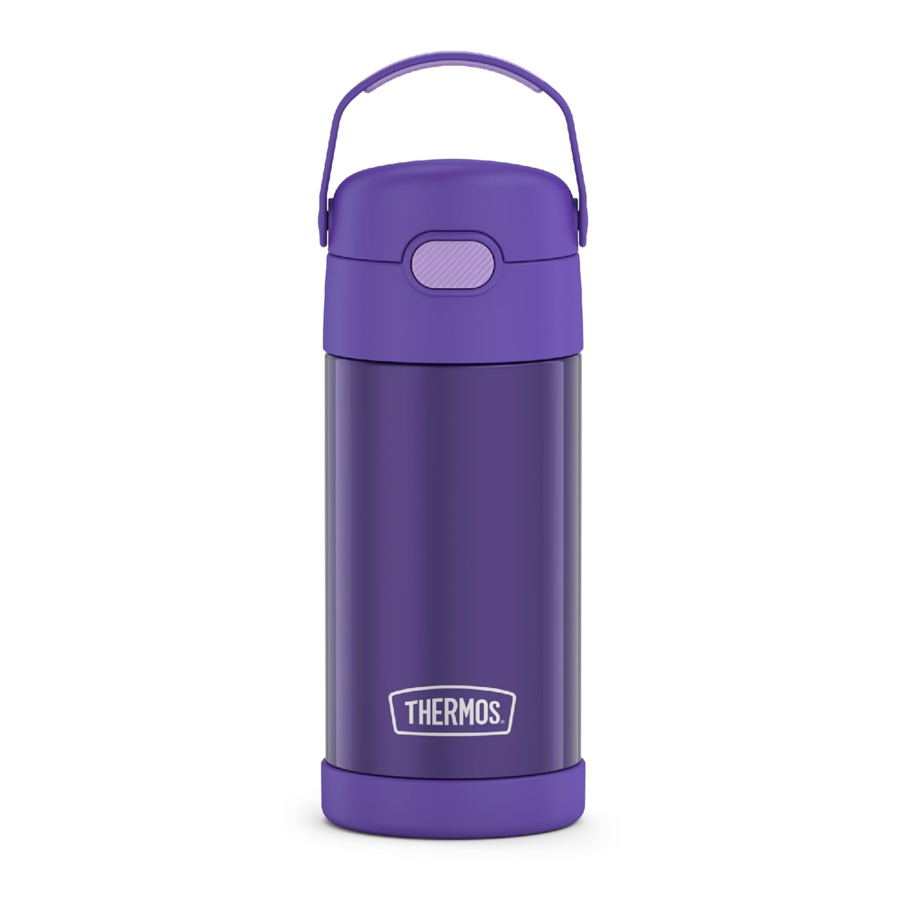 THERMOS FUNTAINER violet bottle with straw front view keeps beverages cool for hours