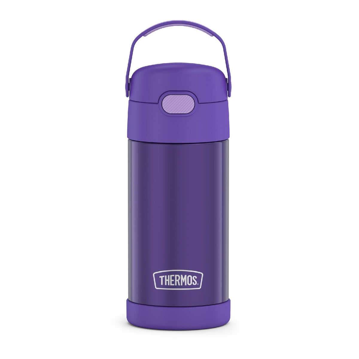 THERMOS FUNTAINER violet bottle with straw front view keeps beverages cool for hours