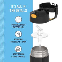 THERMOS FUNTAINER Batman soft-touch grip stays comfortable for little hands.