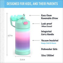 THERMOS FUNTainer bottle close-up with straw lid for easy on-the-go sipping