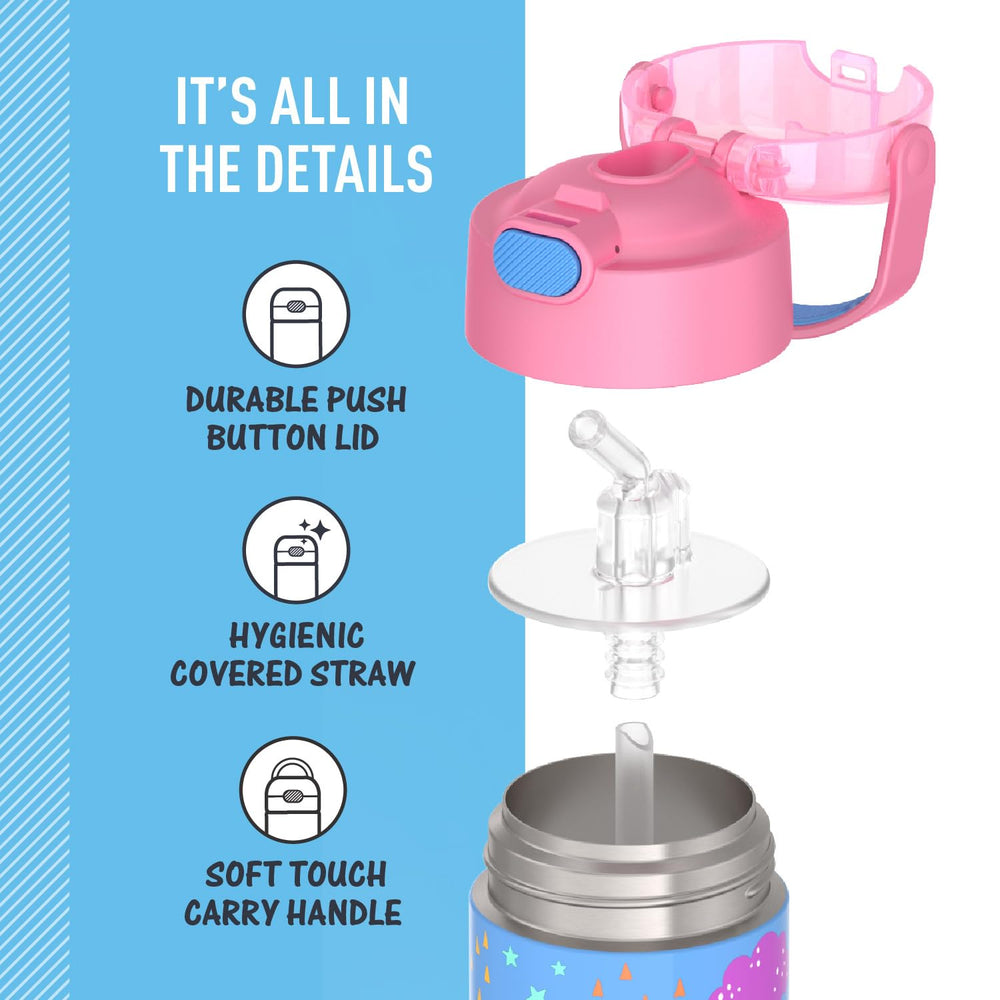 THERMOS FUNTAINER durable 18-8 stainless steel for daily bumps and drops.