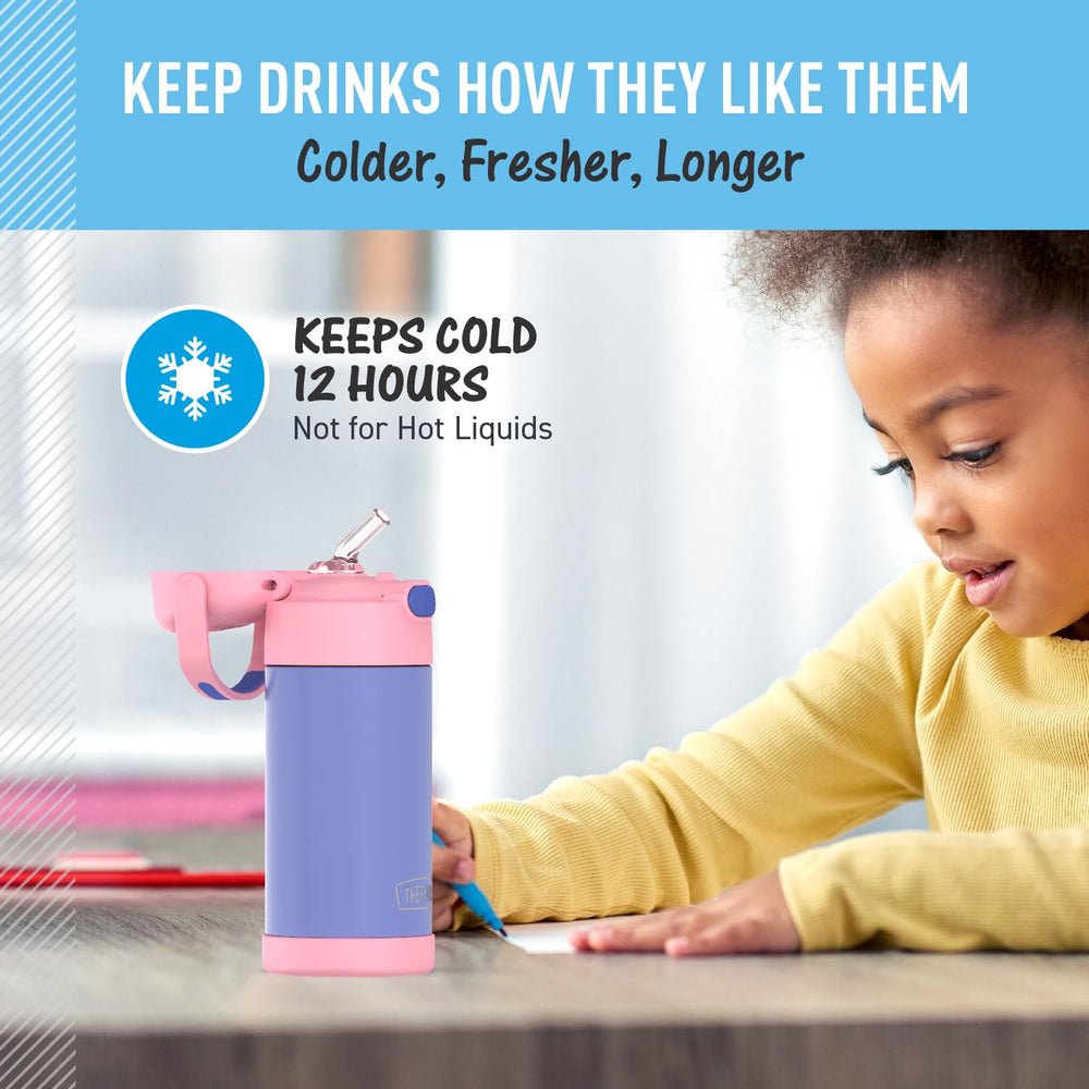 THERMOS FUNTAINER durable stainless steel conveys long-lasting use during school days.
