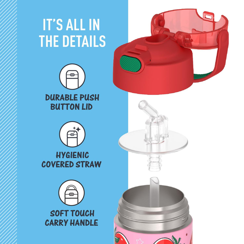 THERMOS FUNTAINER removable straw for easy cleaning.