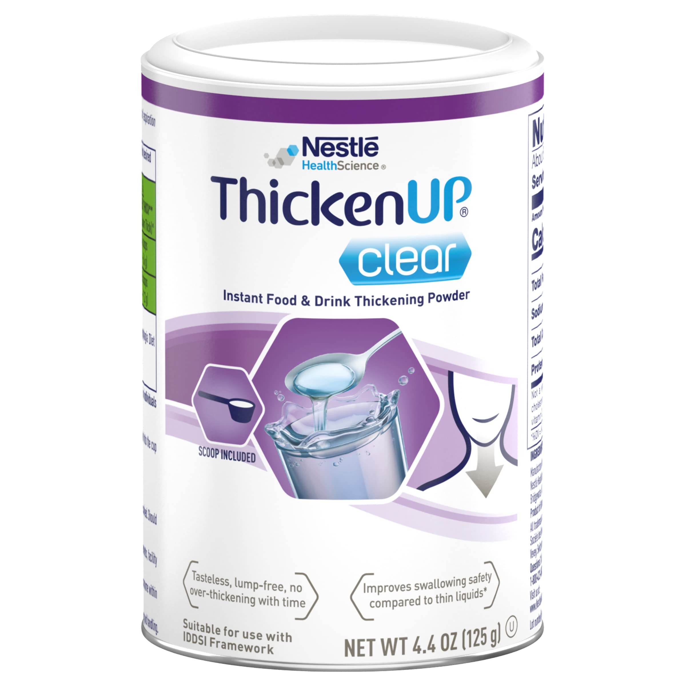 ThickenUp Clear powder packaging ready to scoop for consistent thickness.