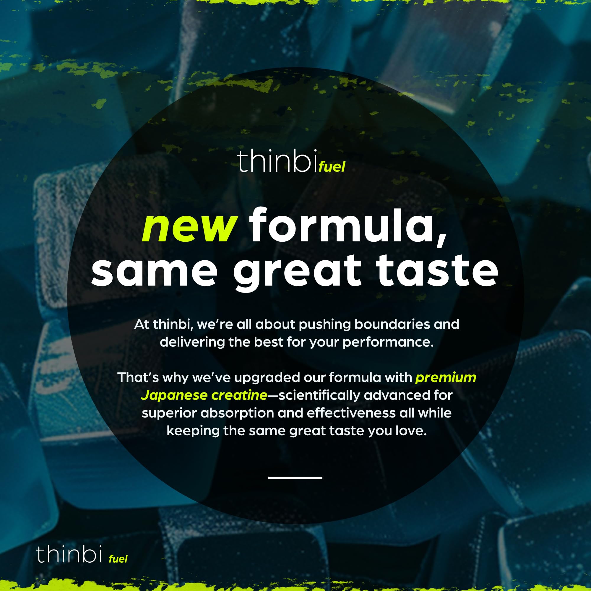 Thinbi ingredients card emphasizes clean formula without artificial colors for health-minded users.