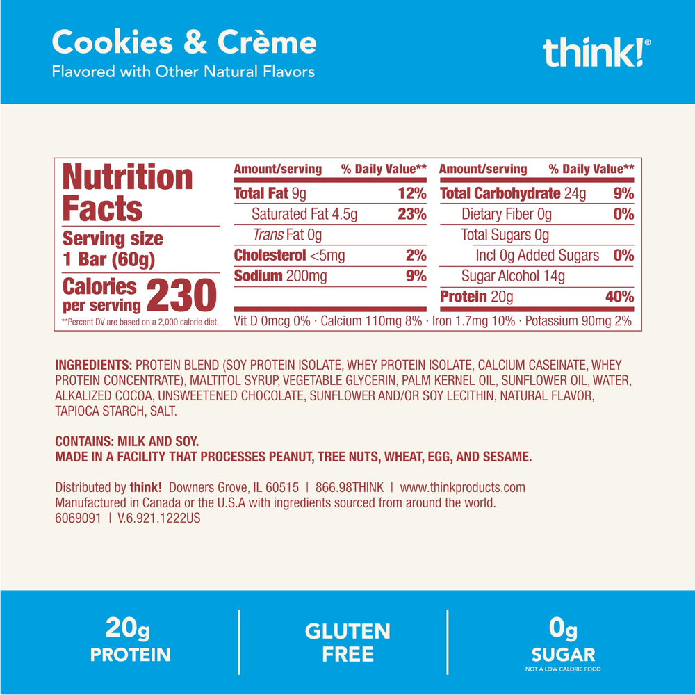 Kosher-friendly Think! Cookies and Créme bar for everyday snacks.