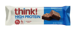think! Brownie Crunch bar close-up showing chewy texture and chocolatey flavor