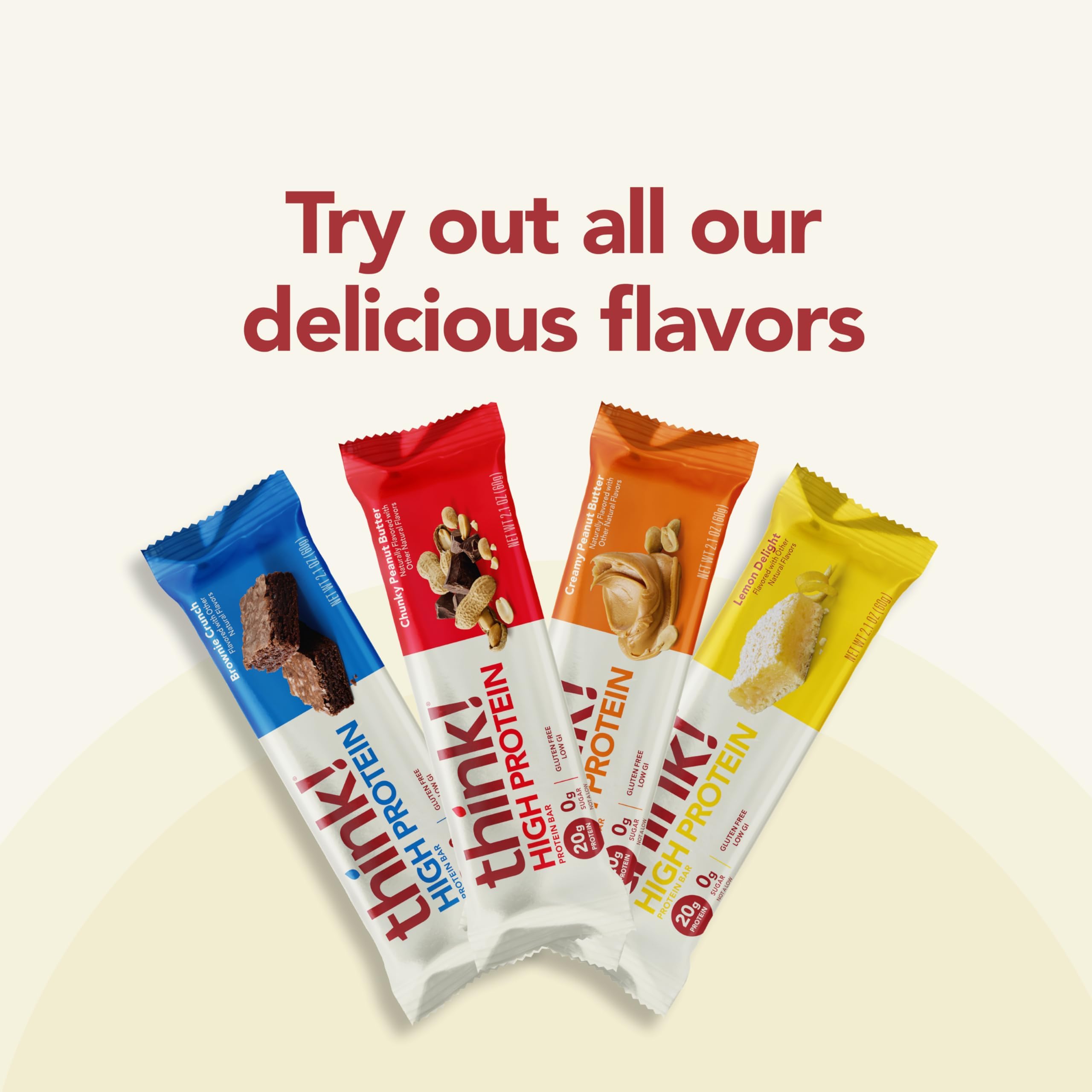 think! Brownie Crunch bar wrapper shown for portable energy