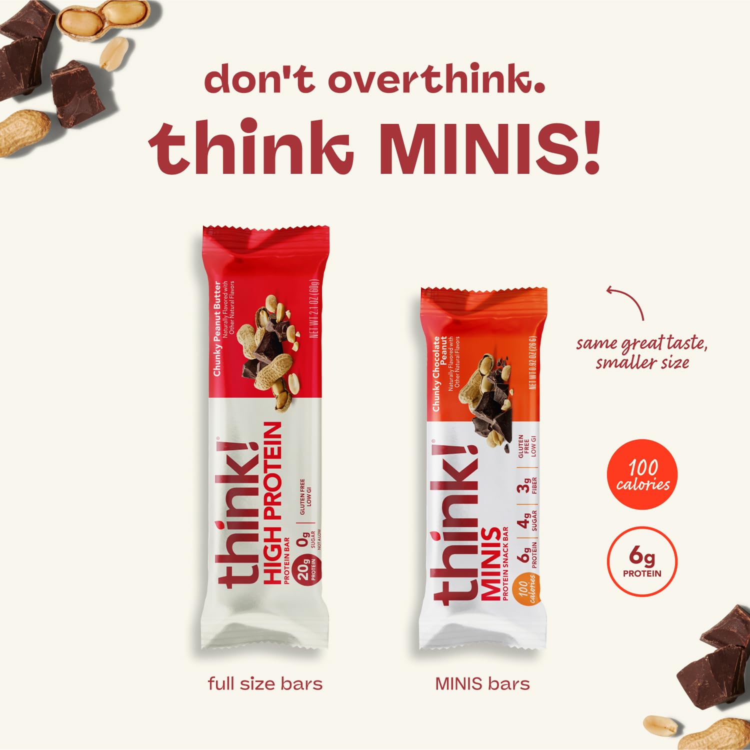 Think! Girl Scout Minis 6g protein per bar supports active days.