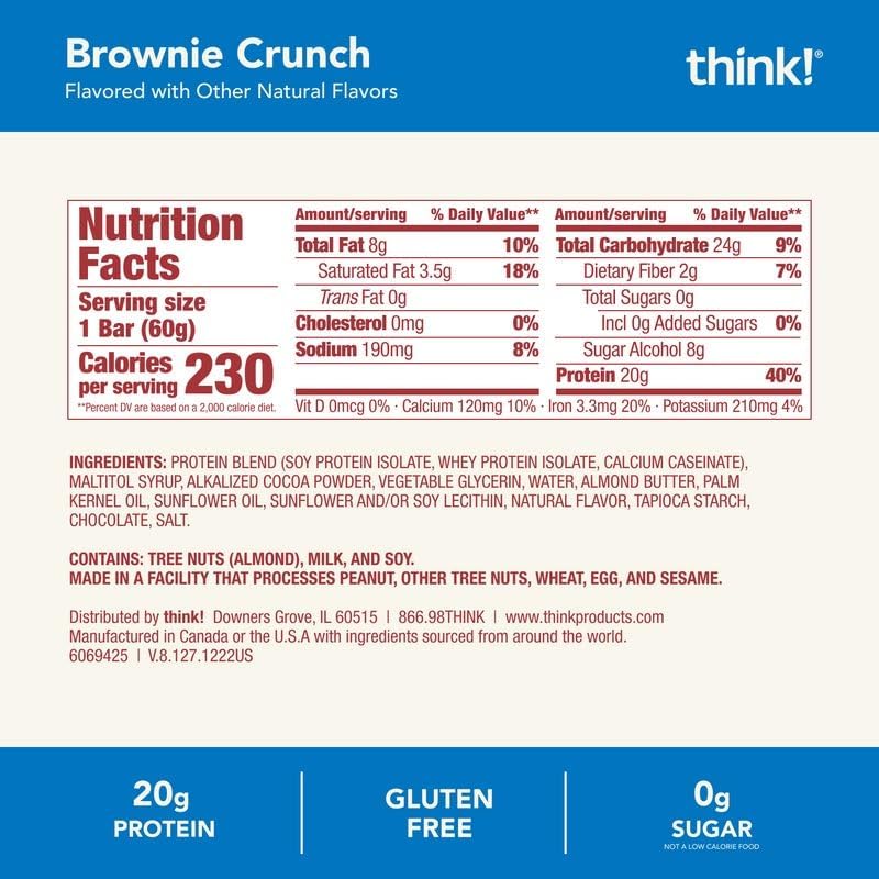 think! Brownie Crunch bar on desk suggests convenient snack between tasks