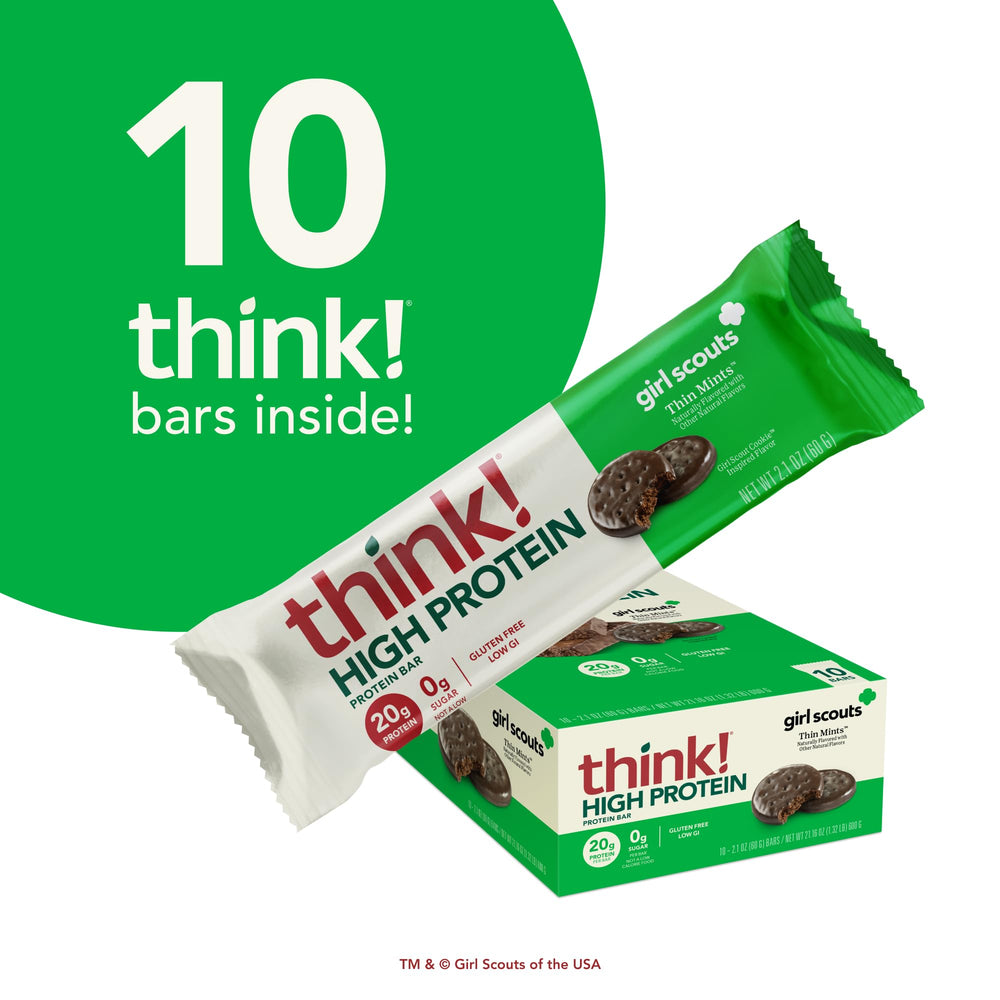 think! Protein Bars Thin Mint bar break reveals chewy interior.