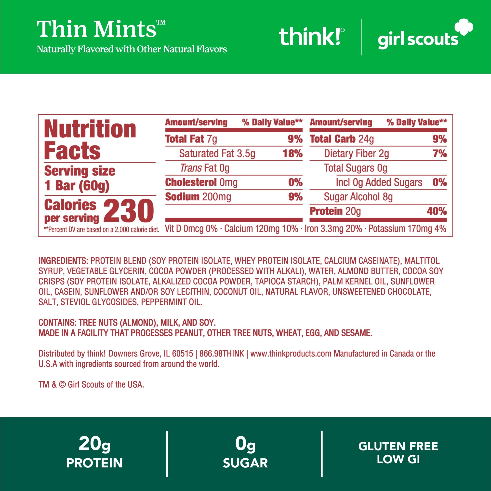think! Protein Bars Thin Mint dark chocolate coating detail.