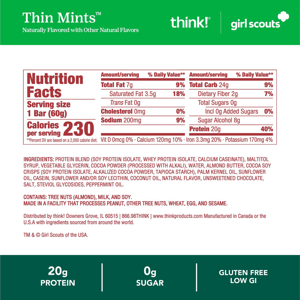 think! Protein Bars Thin Mint dark chocolate coating detail.