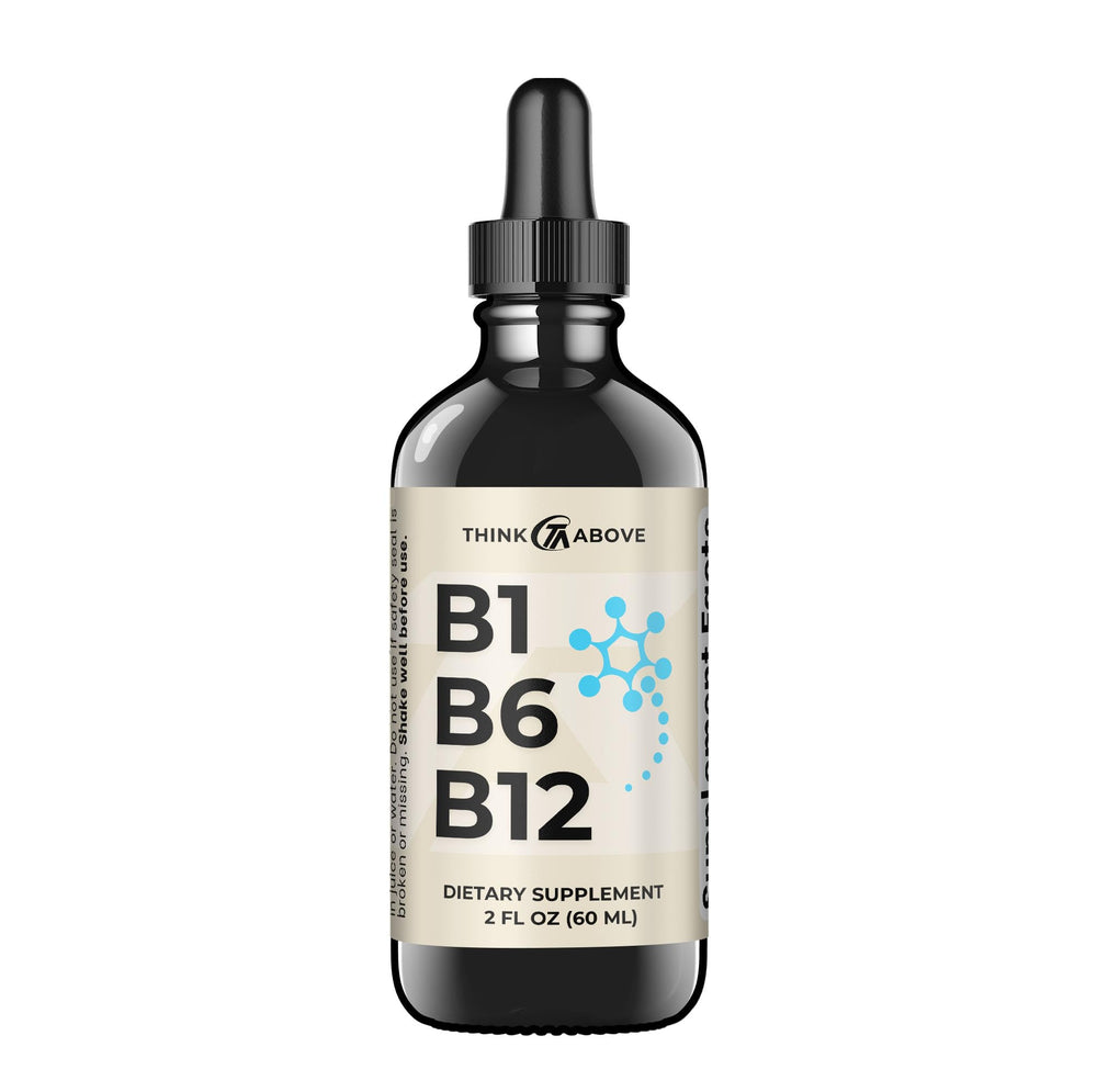 ThinkAbove B1 B6 B12 liquid drops bottle for on-the-go daily wellness.