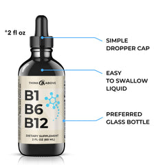 ThinkAbove B1 B6 B12 liquid drops dropper provides precise, easy dosing.