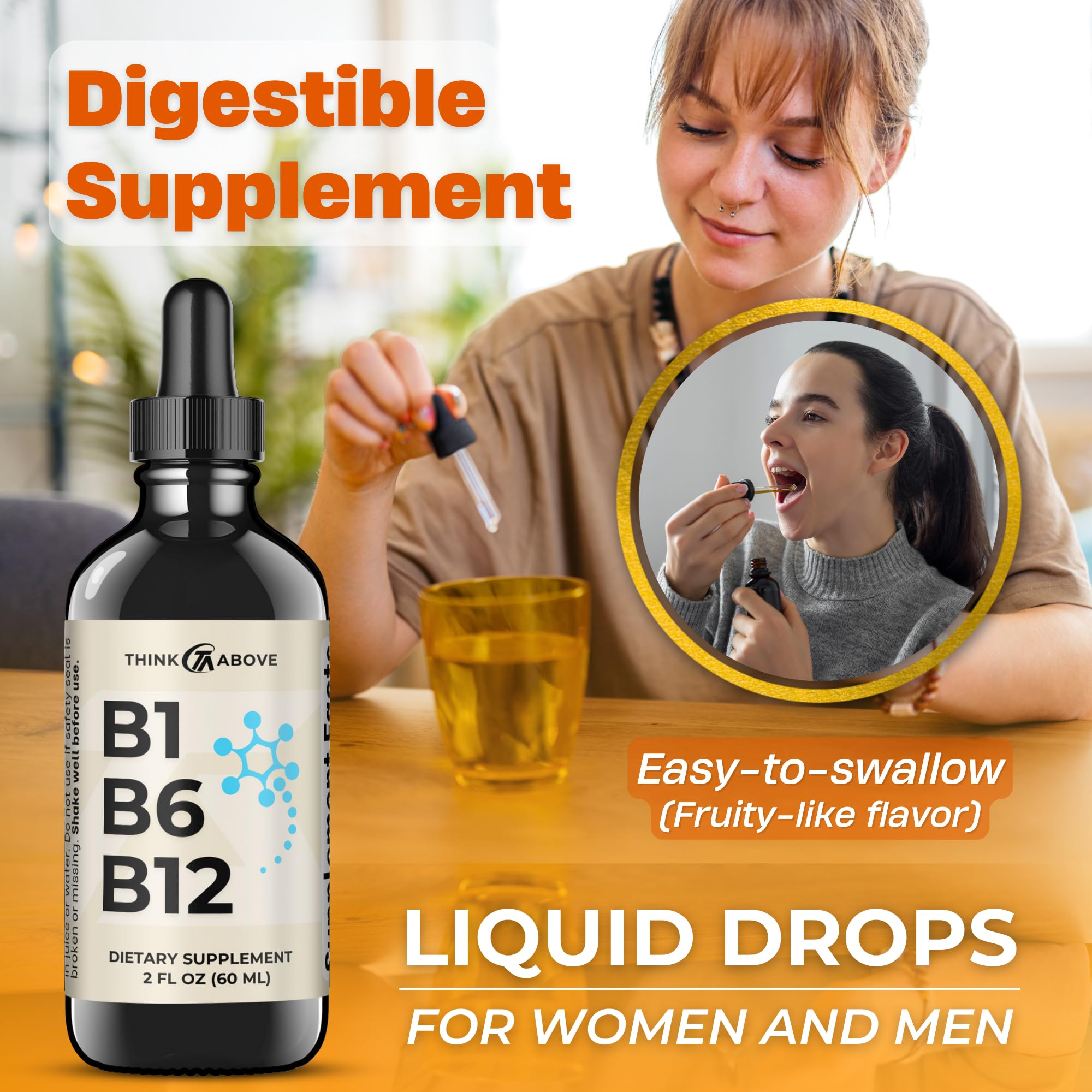ThinkAbove B1 B6 B12 liquid drops travel-size bottle fits in bags.