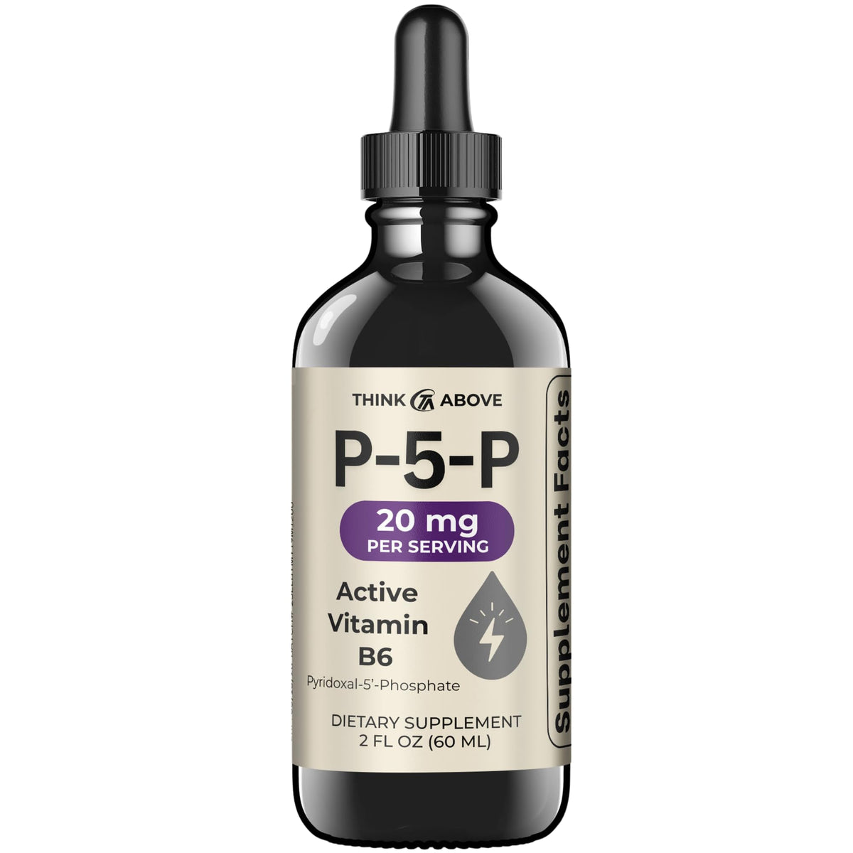 Think Above P5P liquid drops in bottle for quick, active vitamin B6 uptake
