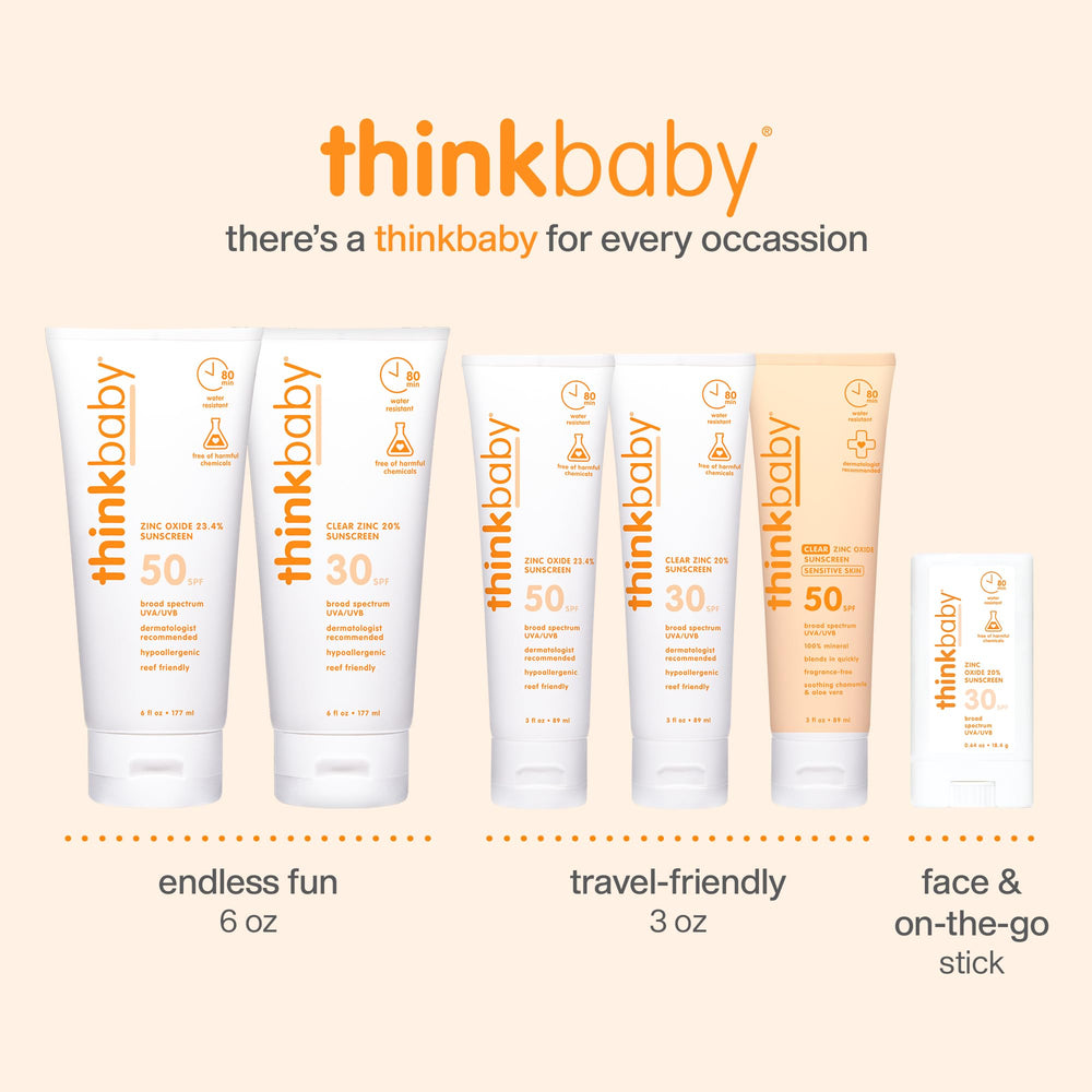 Thinkbaby vegan, fragrance-free sunscreen suitable for family use.