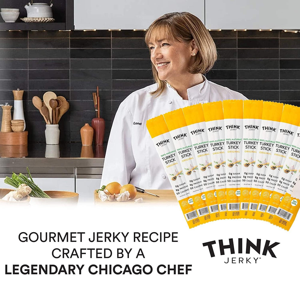 Think Jerky turkey sticks in a lunchbox showing easy protein-rich snack for school or work
