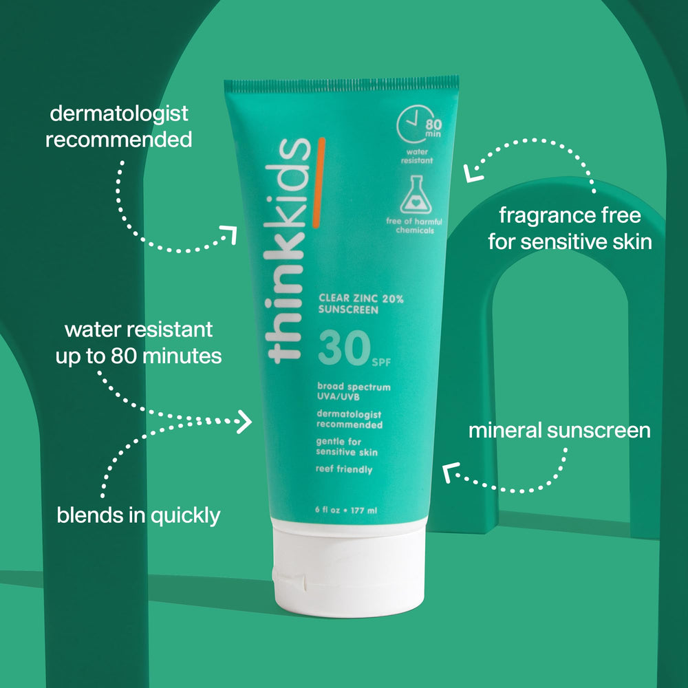 Thinkkids mineral lotion texture on skin for smooth, non-greasy coverage.
