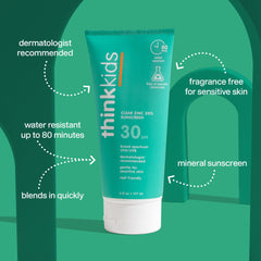 Thinkkids mineral lotion texture on skin for smooth, non-greasy coverage.
