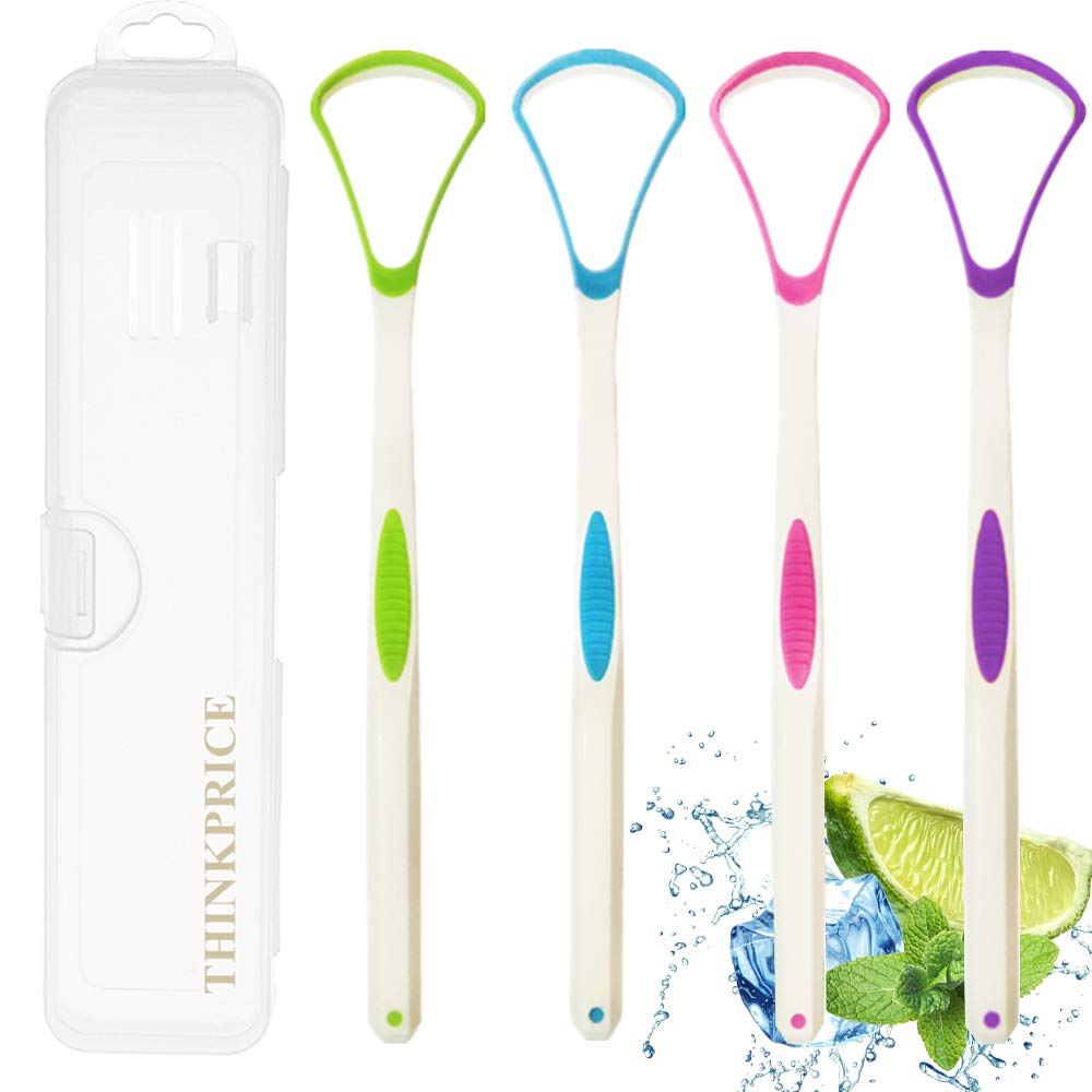 THINKPRICE tongue-scraper travel case keeps the 4-pack organized on trips.