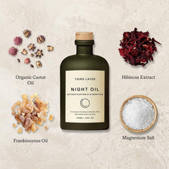 Third Layer Castor Oil Body Oil applied on neck and shoulders for gentle self-care.