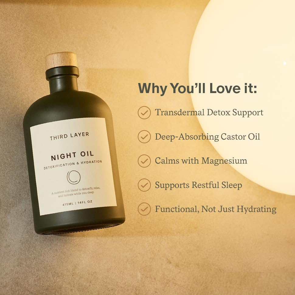 Third Layer Castor Oil Body Oil in hand demonstrates smooth, quick-absorption nightly hydration.