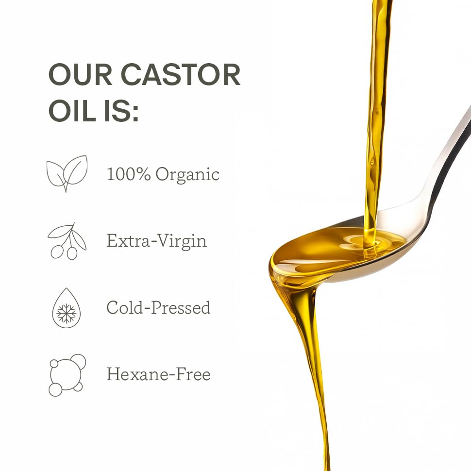 Third Layer Castor Oil Body Oil label close-up shows organic, hexane-free formula.