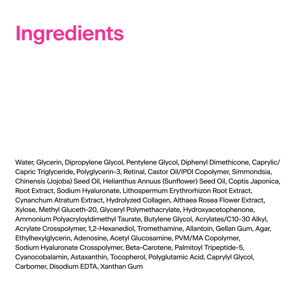 THOME CPR Serum ingredients layer shows collagen, peptide, and retinal synergy.