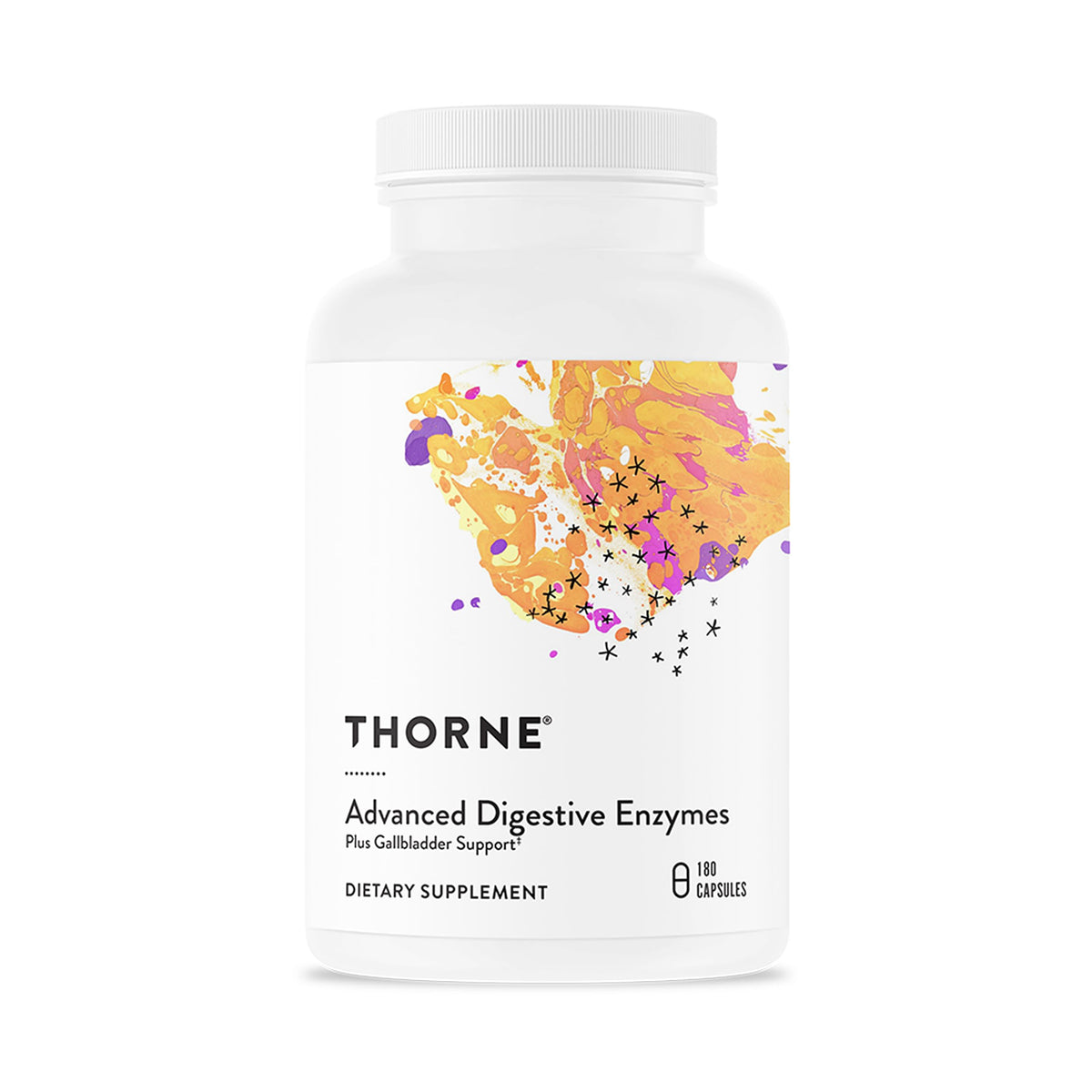 Thorne Advanced Digestive Enzymes bottle and capsules for comfortable digestion