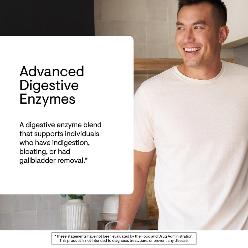 Thorne Advanced Digestive Enzymes capsules assist post‑meal comfort after fatty meals