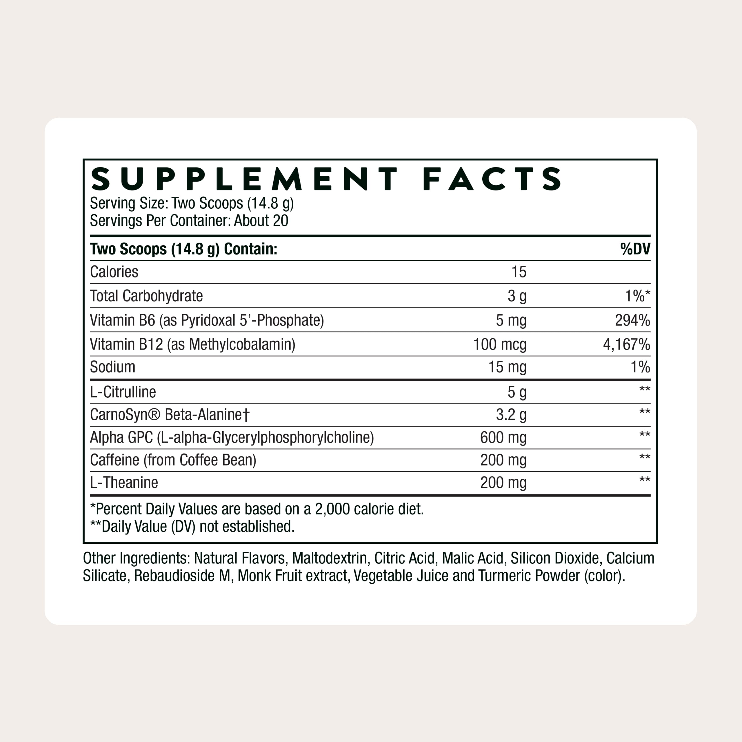 THORNE pre-workout scoop close-up showing precise dosing for consistent performance.