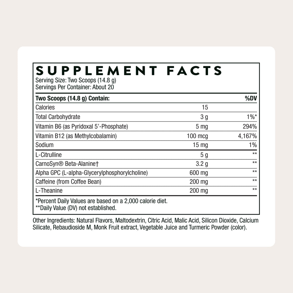 THORNE pre-workout scoop close-up showing precise dosing for consistent performance.