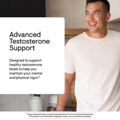 THORNE Advanced Testosterone label close-up highlighting quality certification.