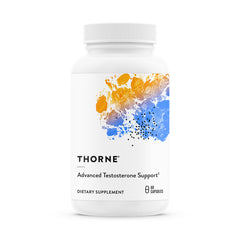 THORNE Advanced Testosterone Support bottle displayed for easy daily dosing.