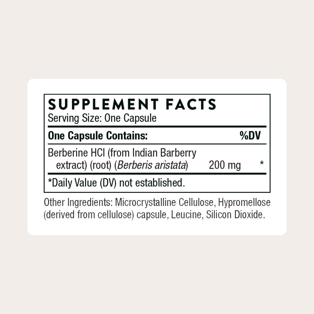 Close-up of THORNE Berberine capsules designed for daily wellness.