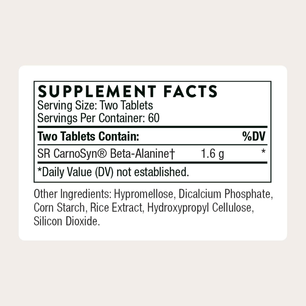 THORNE Beta Alanine Sustained Release tablets closeup showing even release.