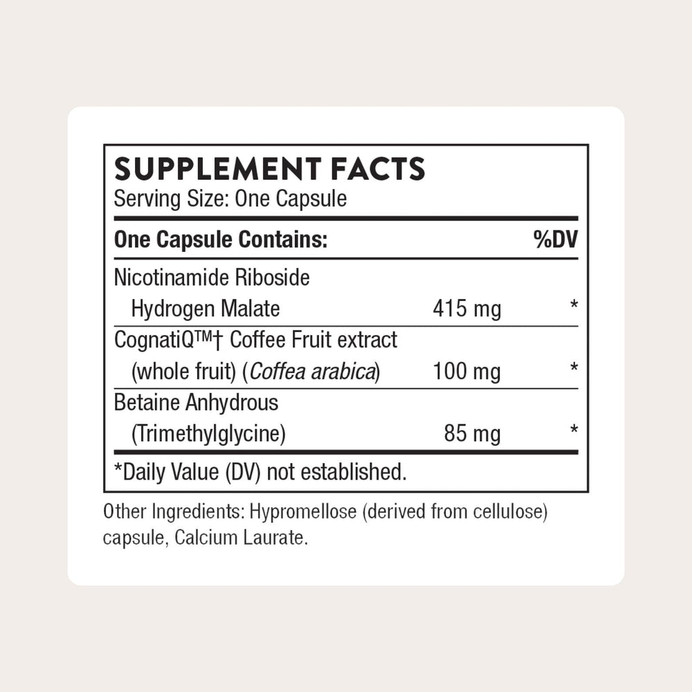 Thorne Brain Factors capsules close-up showing smooth, easy-to-swallow capsules for daily use