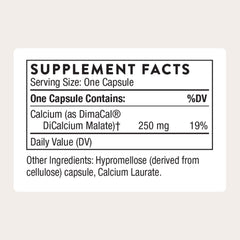 Close-up of THORNE Calcium capsules highlighting the chelated formula