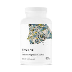 THORNE Calcium-Magnesium Malate bottle front showing Albion minerals for daily bone support.