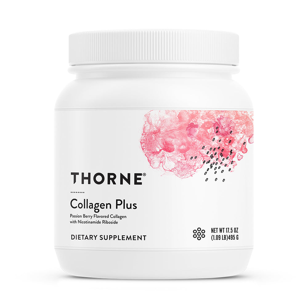 THORNE Collagen Plus tub front highlighting hydration for skin.