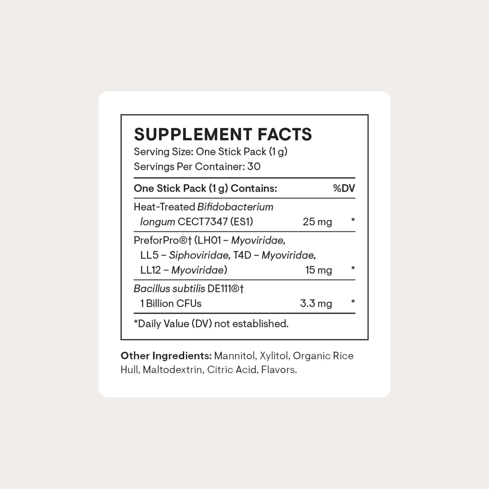 THORNE Complete Biotic orange-flavored powder melts in the mouth.