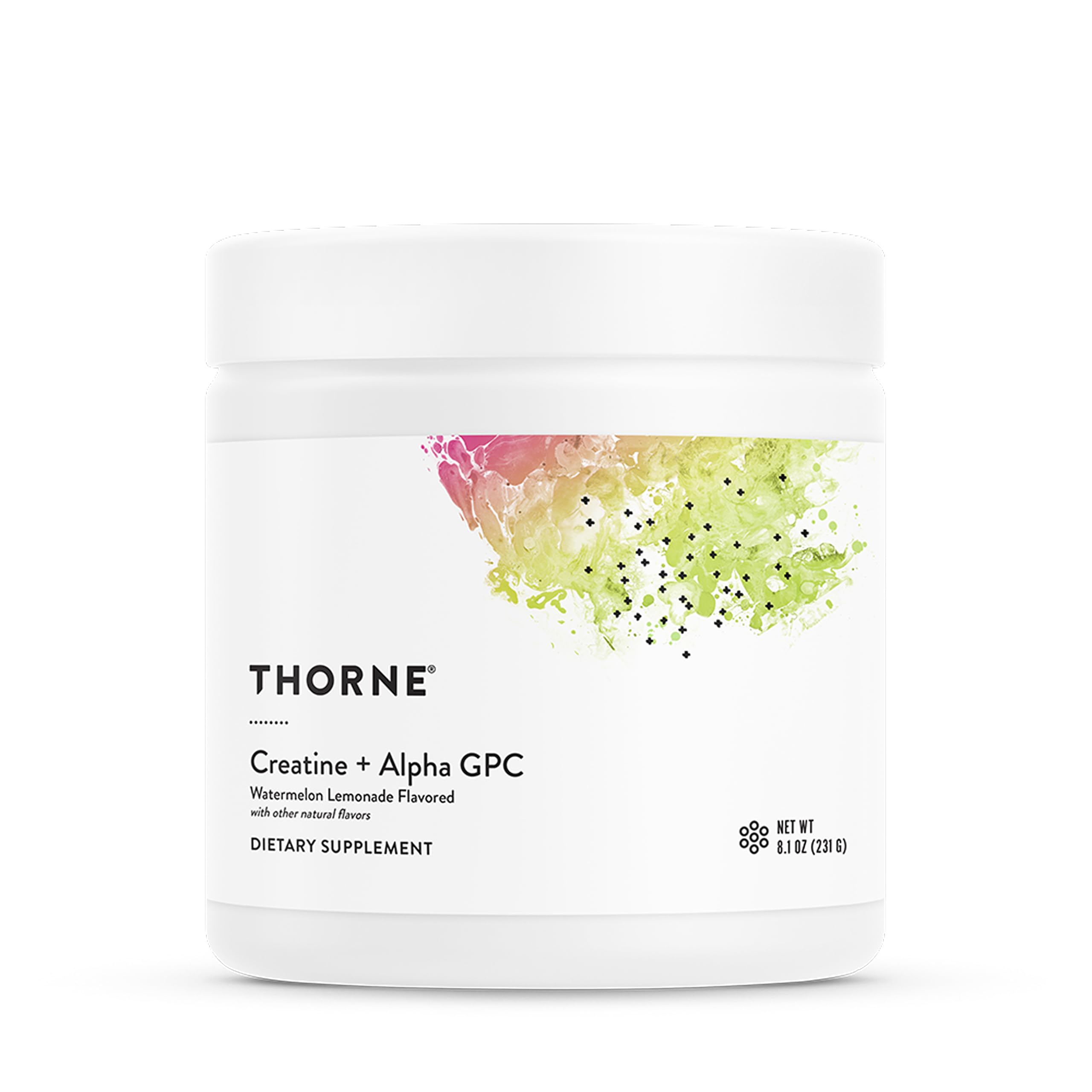 THORNE Creatine + Alpha GPC watermelon lemonade bottle ready for workouts