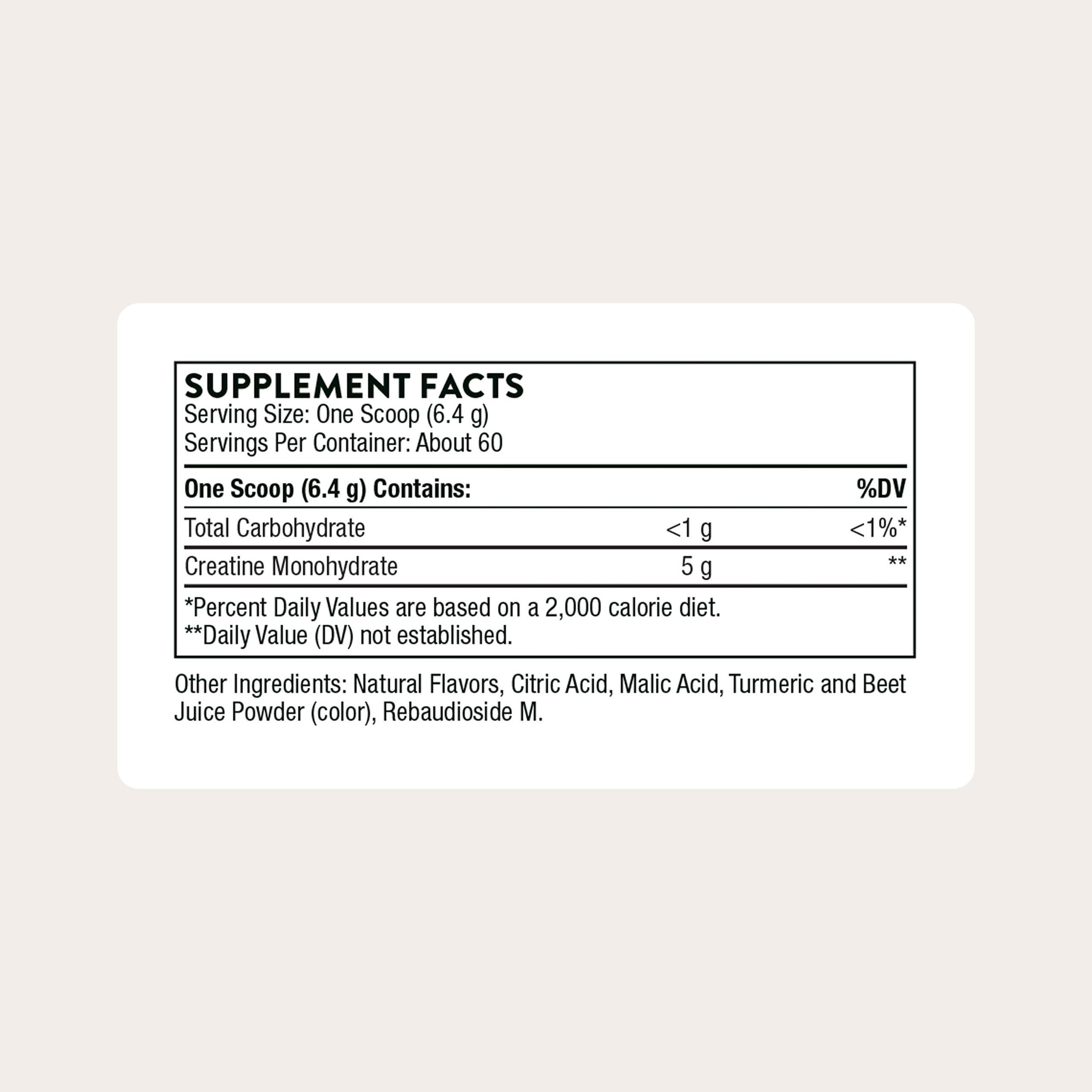 Scoop beside THORNE Creatine bottle, indicating easy daily dosing.
