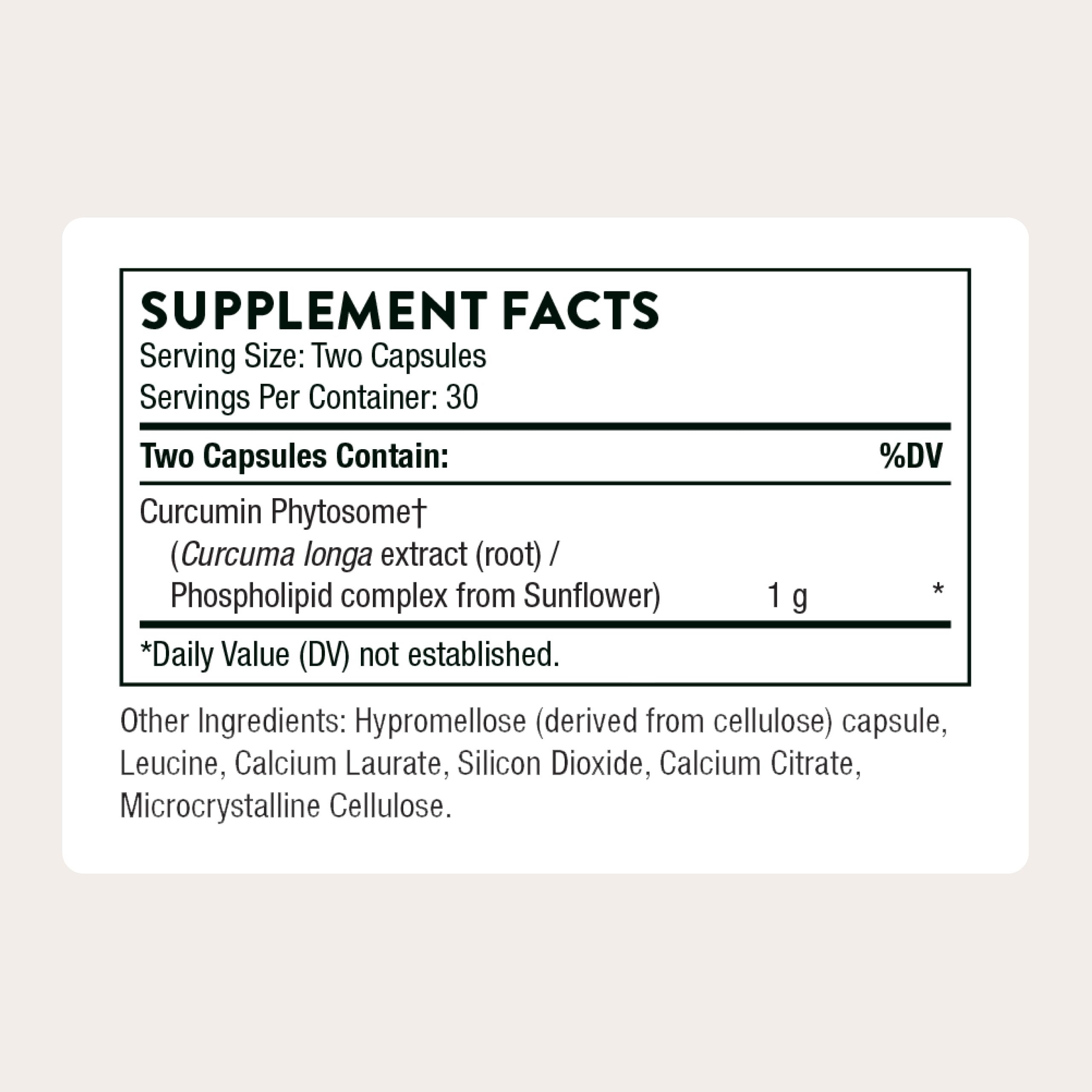 THORNE Curcumin Meriva capsules ready for everyday use.