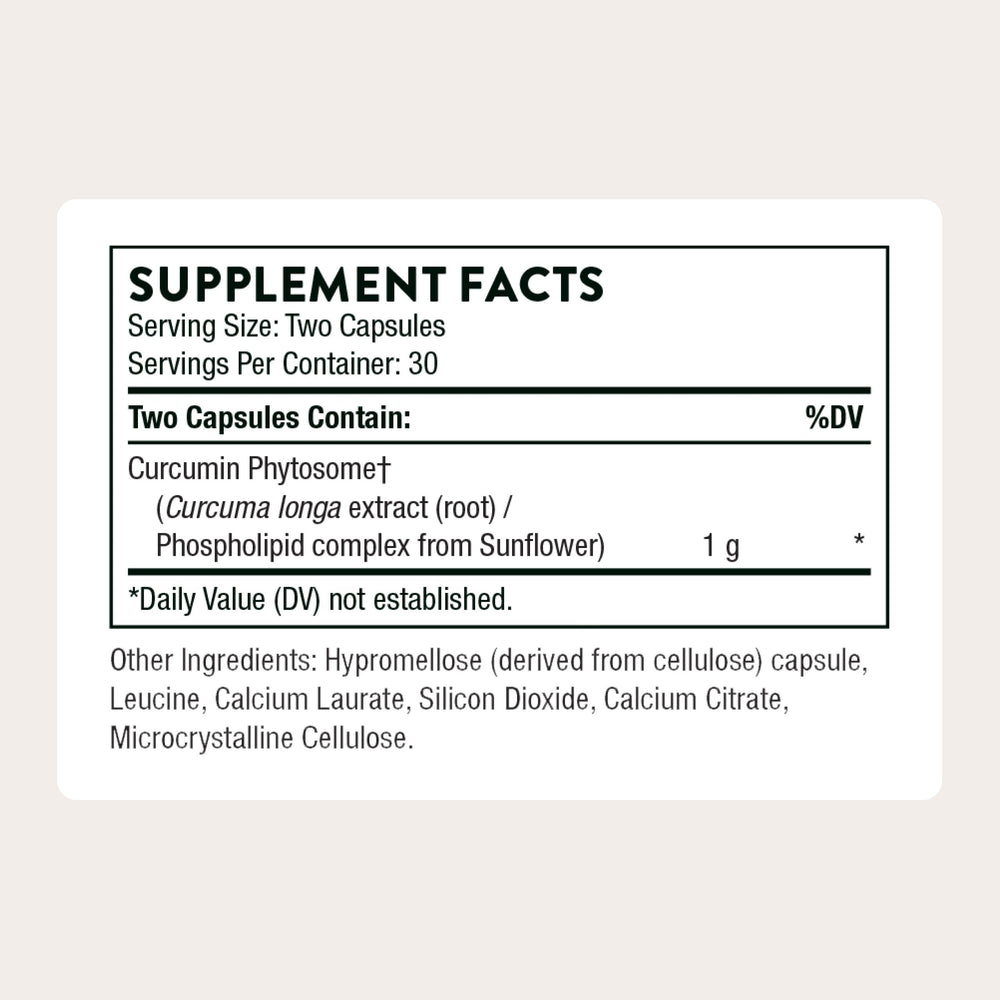 THORNE Curcumin Meriva capsules ready for everyday use.
